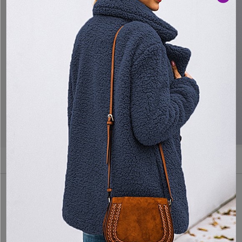 Navy Teddy Peacoat by Suvimuga. NWOT